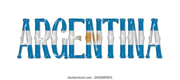 ARGENTINA-Flag-Schriftart, 3D-ARGENTINA-Fahnen, bunter Hintergrund, ARGENTINA-Flag, Vektorgrafik