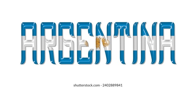 ARGENTINA flag text font, 3D ARGENTINA flag colorful background, ARGENTINA flag vector illustration