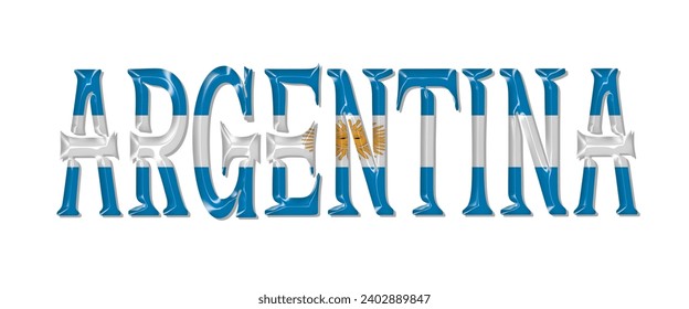 ARGENTINA flag text font, 3D ARGENTINA flag colorful background, ARGENTINA flag vector illustration