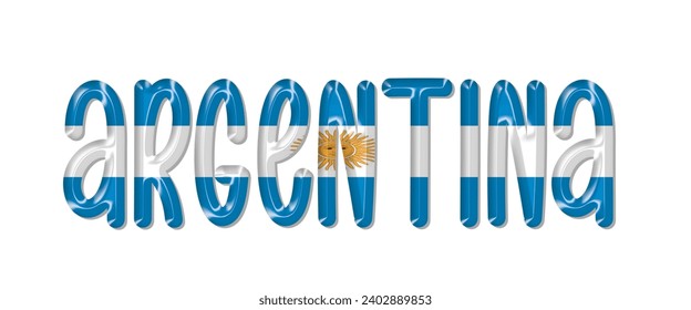 ARGENTINA flag text font, 3D ARGENTINA flag colorful background, ARGENTINA flag vector illustration