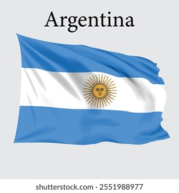 Argentina Flag vector, Argentina flag 3d illustration, Argentina realistic flag vector