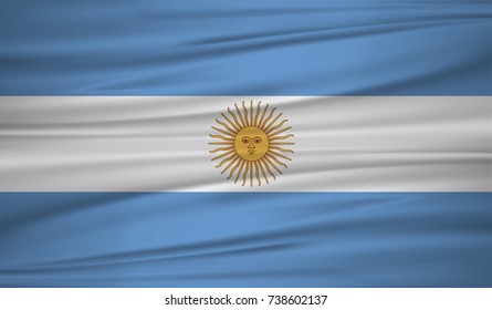 Argentina flag vector. Vector Argentina flag blowig in the wind. EPS 10.