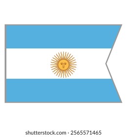 Argentina flag vector design and illustration , National flag country with original color, Pennon flag