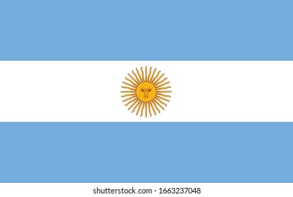 Argentina flag vector graphic. Rectangle Argentinian flag illustration. Argentina country flag is a symbol of freedom, patriotism and independence.