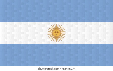 Argentina Flag. Vector image of Argentina Flag 144 pieces of jigsaw puzzles Vector eps 10 illustration.