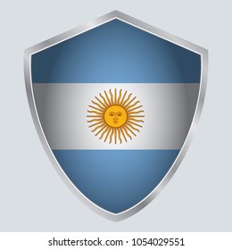 Argentina Flag Vector Shield Icon. south america. vector illustration. vector shadow. gray background.eps10.