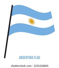 Argentina Flag Waving Vector Illustration on White Background. Argentina National Flag.