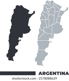 Argentina flat and border outline vector maps