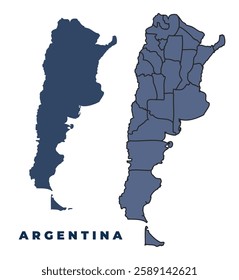 Argentina flat and outline vector map set