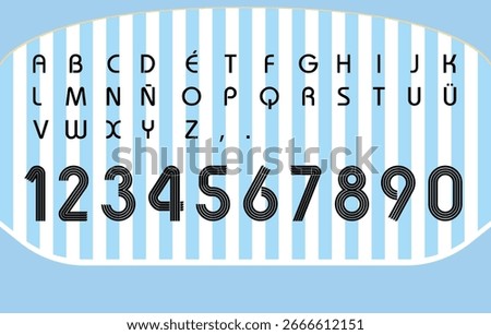 argentina font, font inspired by mid 2006 football jerseys, featuring sleek geometric letters and layered numbers. Perfect for soccer graphics, uniforms, fan art, and retro athletic style projects