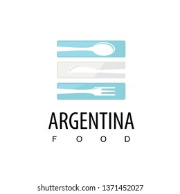 Argentina Food, Restaurant Logo With Argentina Flag Symbol