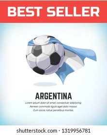 Argentina football or soccer ball. Football national team. Vector illustration.