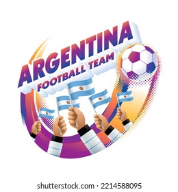 Argentina Football Team Masthead Logo with National Flag of Argentina