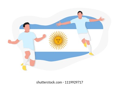 Argentina football team player celebration 2018 world championship soccer vector illustration argentinian