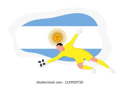 Argentina football team player goalkeeper 2018 world championship soccer vector illustration argentinian