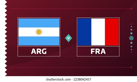 partido final de fútbol 2022 de la francia argentina. Partido del Campeonato Mundial de Fútbol 2022 versus equipo de fondo deportivo de introducción, afiche de la competencia del campeonato, vector.