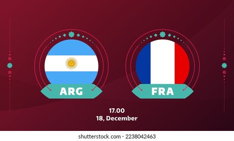 partido final de fútbol 2022 de la francia argentina. Partido del Campeonato Mundial de Fútbol 2022 versus equipo de fondo deportivo de introducción, afiche de la competencia del campeonato, vector.