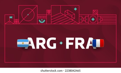 argentina france playoff final match Football 2022. 2022 World Football championship match versus teams intro sport background, championship competition poster, vector.