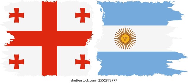 Argentina and Georgia grunge flags connection, vector