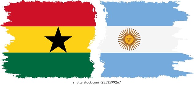 Argentina and Ghana grunge flags connection, vector