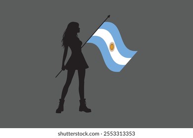 Argentina menina com bandeira, Bandeira da Argentina símbolo nacional ilustração Vetor, Retângulo Argentina bandeira ilustração, Vetor plano ilustração
