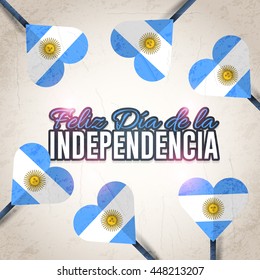 Argentina Greeting Card Design - Spanish Text "Happy Independence Day" at English