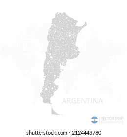 Argentinien-graue Karte einzeln auf weißem Hintergrund mit abstrakter Maschenlinie und Punktwaage. Vektorgrafik eps10