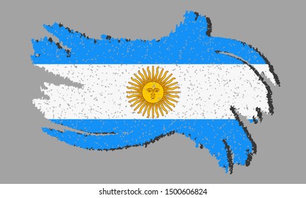 Argentina grunge flag, Argentina flag with shadow, vector illustration