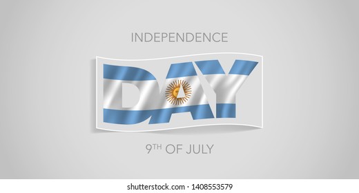 Argentina happy independence day vector banner, greeting card. Argentinian wavy flag in nonstandard design for 9th of July national holiday 