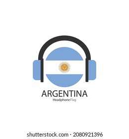 Argentinien Kopfhörerflagge, Vektorgrafik auf weißem Hintergrund. 