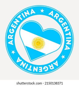 Argentina heart flag badge. From Argentina with love logo. Support the country flag stamp. Vector illustration.