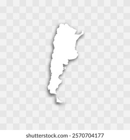 Argentina high detailed vector representation of country silhouette. White color on transparent background with dropped shadow. For educational, decorative, or informational use.