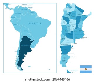 Argentina - highly detailed blue map. Vector illustration