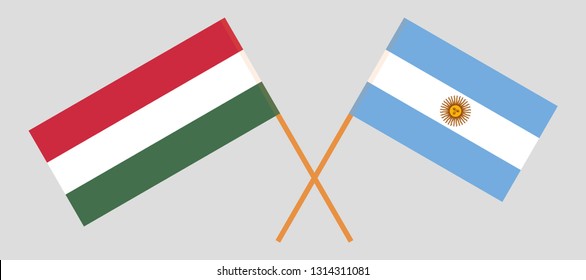 Argentina and Hungary. The Argentinean and Hungarian flags. Official colors. Correct proportion. Vector illustration