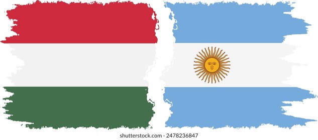 Argentina and Hungary grunge flags connection, vector