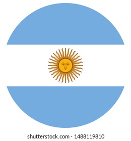 Argentina Icon - Argentina Circle Flag Flat Icon Isolated on White Background Vector Template
