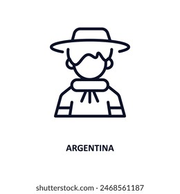 argentina icon. Thin line argentina icon from people and relation collection. Outline vector. Editable argentina symbol can be used web and mobile