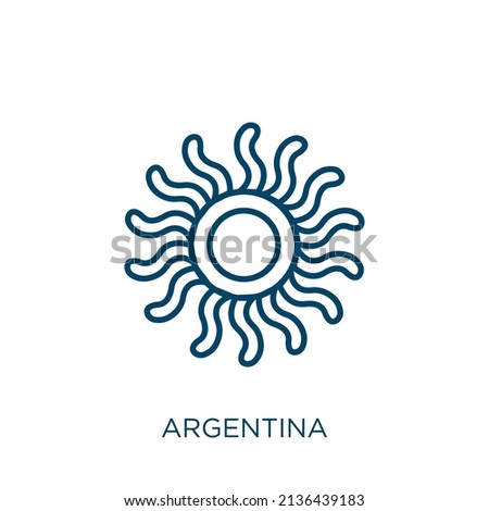 argentina icon. Thin linear argentina outline icon isolated on white background. Line vector argentina sign, symbol for web and mobile