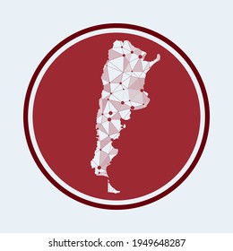 Argentinien ist Ikone. Trendy Tech Logo des Landes. Geometrisches Runddesign mit Maschenöffnungen. Technologie, Internet, Netzwerk, Telekommunikationskonzept. Vektorgrafik.