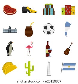 Argentina icons set. Flat illustration of Argentina icons vector isolated on white background