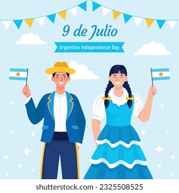 Antecedentes del Día de la Independencia de Argentina. 9 de julio. Celebración del Día de la Independencia de Argentina. feliz día de la independencia Argentina. ilustración vectorial. afiche, pancarta, saludo, tarjeta. Bandera de Argentina. celebrar.