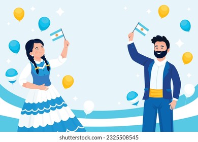 Antecedentes del Día de la Independencia de Argentina. 9 de julio. Celebración del Día de la Independencia de Argentina. feliz día de la independencia Argentina. ilustración vectorial. afiche, pancarta, saludo, tarjeta. Bandera de Argentina. celebrar.