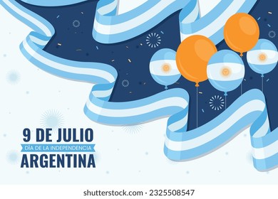 Antecedentes del Día de la Independencia de Argentina. 9 de julio. Celebración del Día de la Independencia de Argentina. feliz día de la independencia Argentina. ilustración vectorial. afiche, pancarta, saludo, tarjeta. Bandera de Argentina. celebrar.