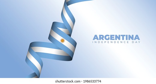 Argentina Independence Day background template design with flying Argentina flag. Good template for Argentina National Day design.