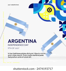 Argentina Independence Day banner in modern geometric style. Square banner for website and social with typography. Background for National holiday celebration. Happy Independence Day of Argentina