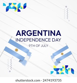 Argentina Independence Day banner in modern geometric style. Square banner for website and social with typography. Background for National holiday celebration. Happy Independence Day of Argentina