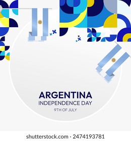 Argentina Independence Day banner in modern geometric style. Square banner for website and social with typography. Background for National holiday celebration. Happy Independence Day of Argentina