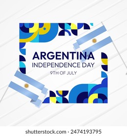 Argentina Independence Day banner in modern geometric style. Square banner for website and social with typography. Background for National holiday celebration. Happy Independence Day of Argentina