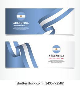 Argentina Independence Day Celebration, banner set Design Vector Template Illustration