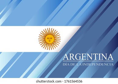 Argentina Independence Day (Día de la Independencia) greeting card, poster, banner. National patriotic holiday concept. Vector illustration of state flag